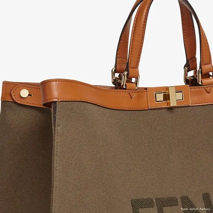 Cheap HOT Medium Peekaboo Brown Canvas X-Tote ROMA Logo In Fendi 0705